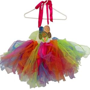 Girls Rainbow Lollipop Tutu Dress Kids Birthday Party Costume Outfit 6Y